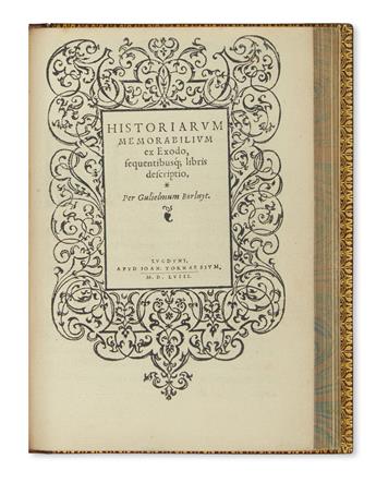 (BIBLE ILLUSTRATIONS.) Paradin. Historiarum memoriabilium ex Genesi descriptio. 1558 + Borluyt. Historiarum memorabilium ex Exodo. 1558